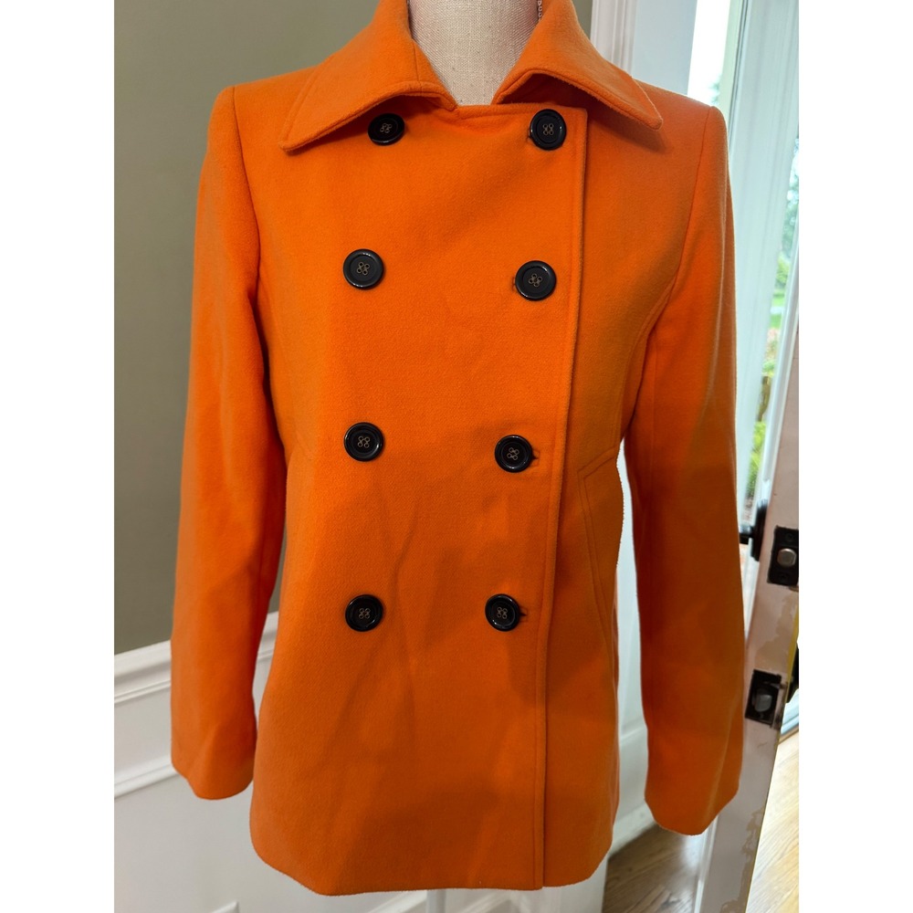 Jones Wear Bright Orange Double-Breasted Pea Coat